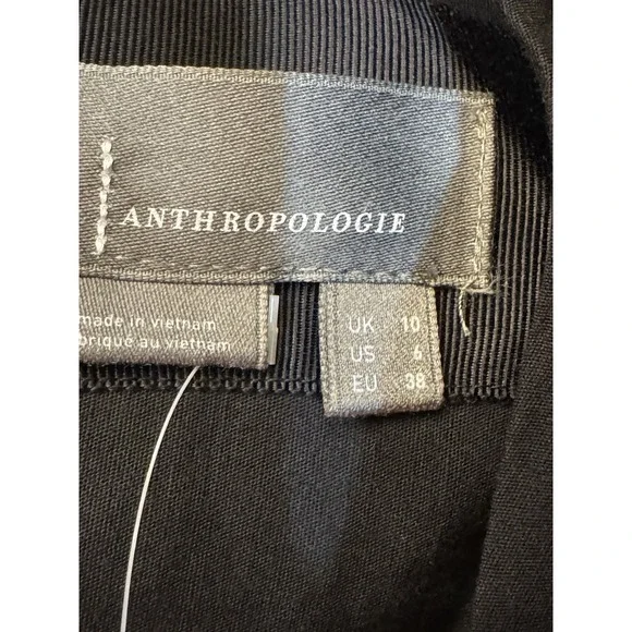 NEW  By Anthropologie Long-Sleeve Sweetheart Slim Mini Dress‎ size 6 black nwt! - Picture 10 of 14